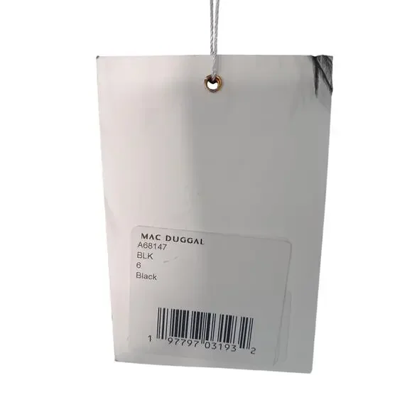 New with Tags Mac Duggal Black One Shoulder Feather Trim Gown Formal Dress Size6 - Picture 13 of 16